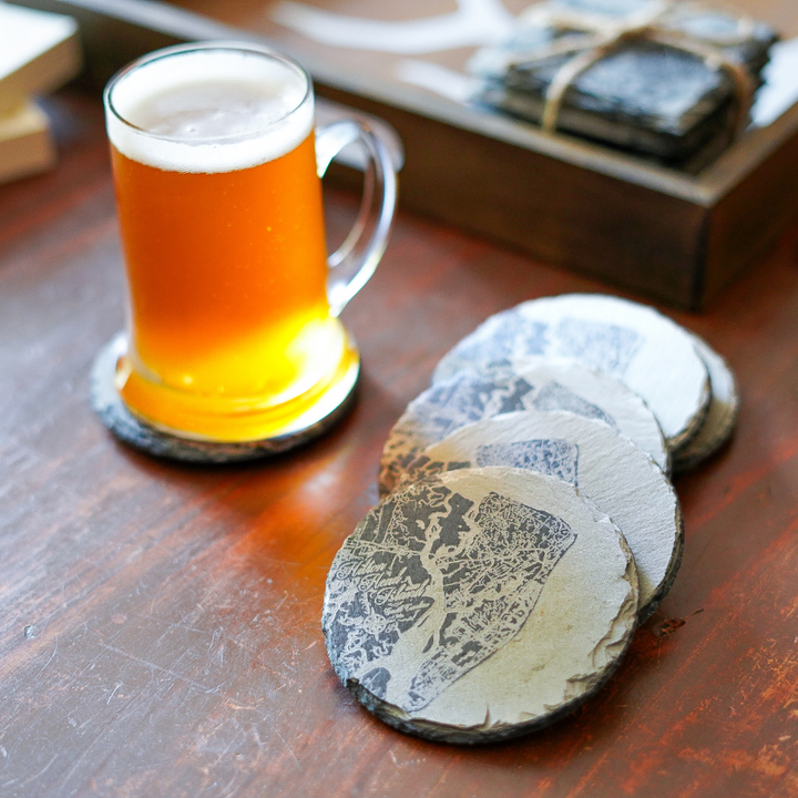 Engraved Round Slate Coaster