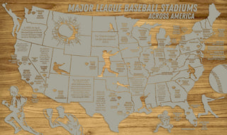 Exclusive - Baseball Stadium Tour Update 3 Engraved Wood Wall Map