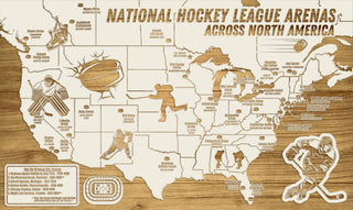 Exclusive - NHL Travel Map Version 1 Engraved Wood Wall Map