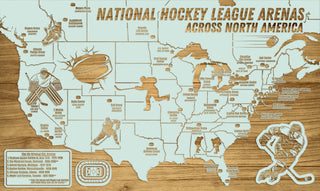 Exclusive - NHL Travel Map Version 1 Engraved Wood Wall Map