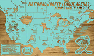 Exclusive - NHL Travel Map Version 1 Engraved Wood Wall Map