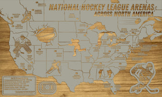 Exclusive - NHL Travel Map Version 1 Engraved Wood Wall Map