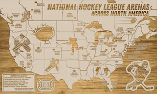Exclusive - NHL Travel Map Version 1 Engraved Wood Wall Map