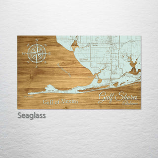 Gulf Shores, Alabama Engraved Map (Gold)