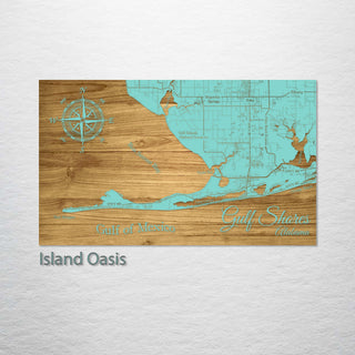 Gulf Shores, Alabama Engraved Map (Gold)