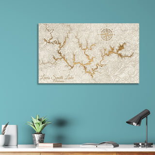Lewis Smith Lake, AL Engraved Map