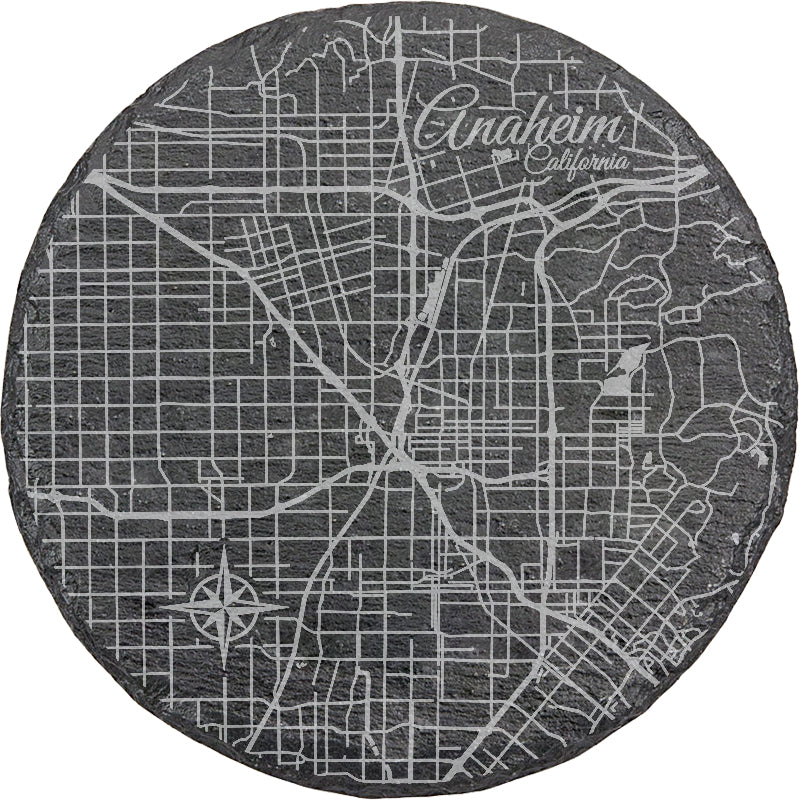 Anaheim, California Round Slate Coaster