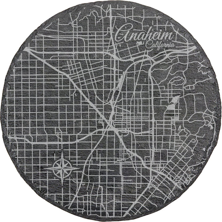 Anaheim, California Round Slate Coaster