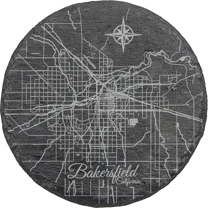 Bakersfield, California Round Slate Coaster