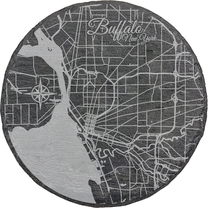 Buffalo, New York Round Slate Coaster