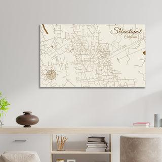 Sebastopol, California Engraved Map (Standard)