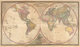 A New and Authentic Map of the World Print 1831 Printed Patent