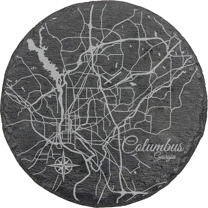 Columbus, Georgia Round Slate Coaster