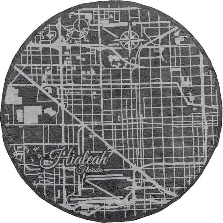 Hialeah, Florida Round Slate Coaster