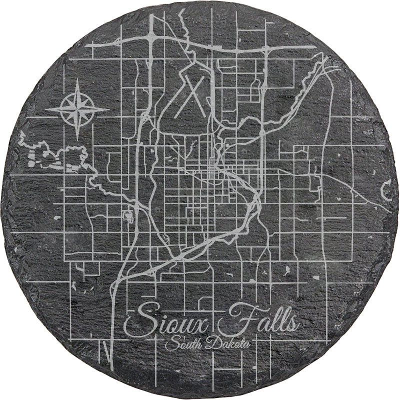 Sioux Falls, South Dakota Round Slate Coaster