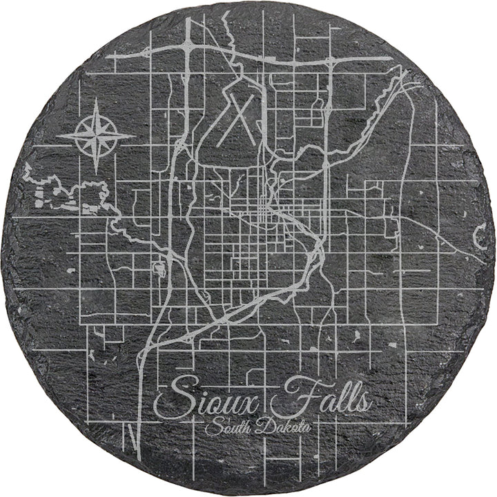 Sioux Falls, South Dakota Round Slate Coaster