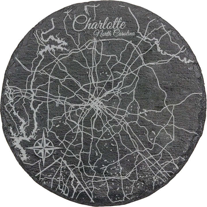 Charlotte, North Carolina Round Slate Coaster