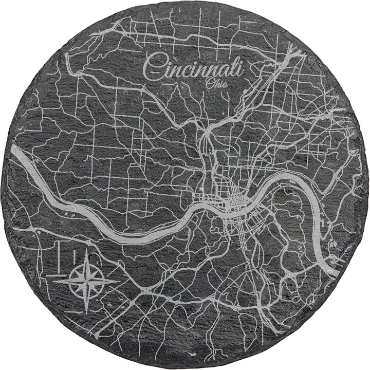 Cincinnati, Ohio Round Slate Coaster