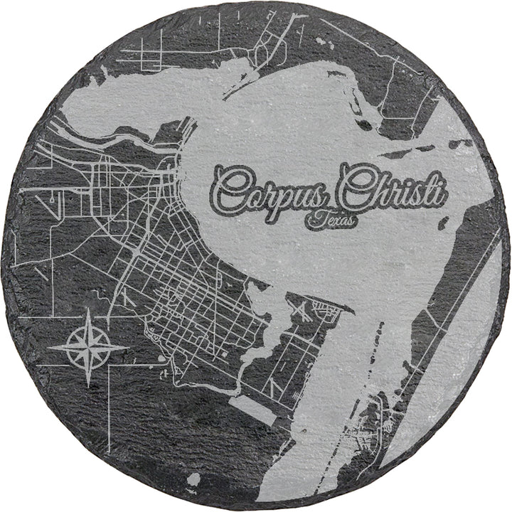 Corpus Christi, Texas Round Slate Coaster