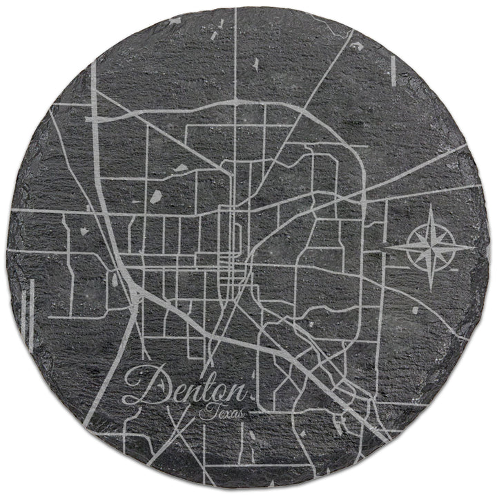 Denton, Texas Round Slate Coaster