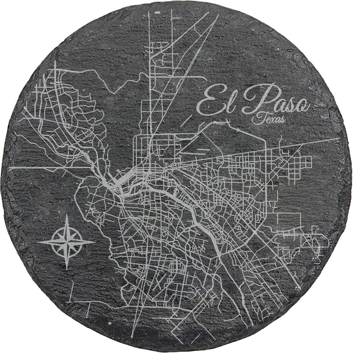 El Paso, Texas Round Slate Coaster