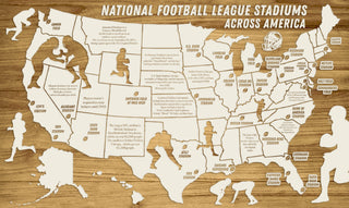 Exclusive - National Football League Stadiums Across America Engraved Wood Wall Map