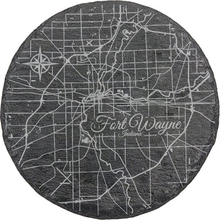 Fort Wayne, Indiana Round Slate Coaster
