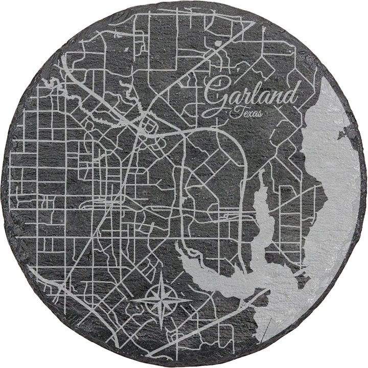 Garland, Texas Round Slate Coaster