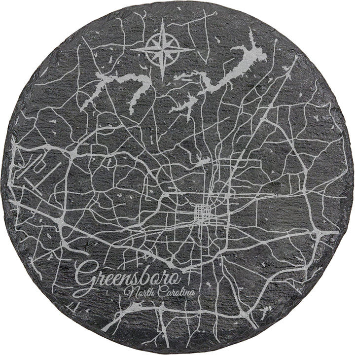 Greensboro, North Carolina Round Slate Coaster