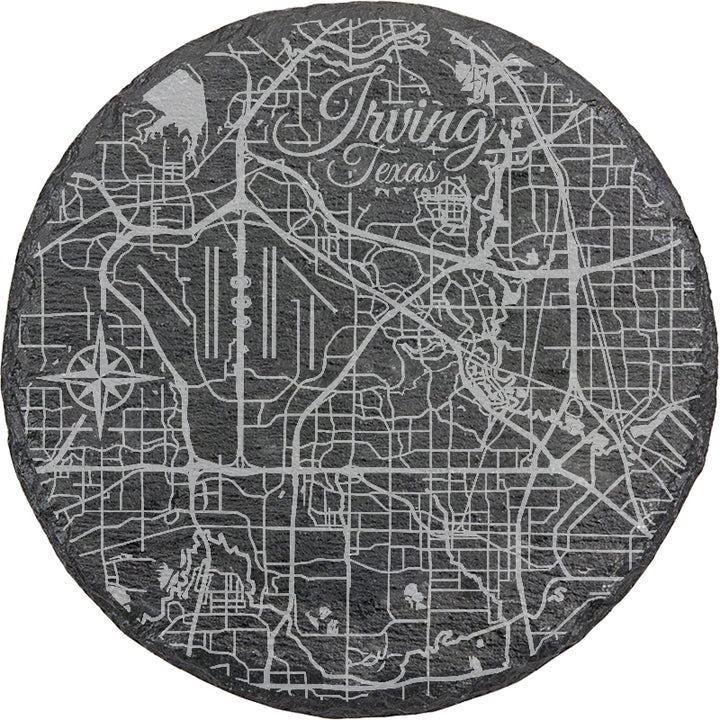 Irving, Texas Round Slate Coaster