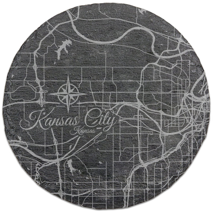 Kansas City, Kansas Round Slate Coaster