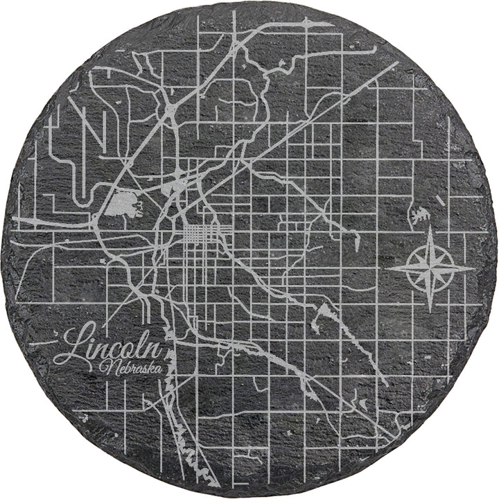 Lincoln, Nebraska Round Slate Coaster