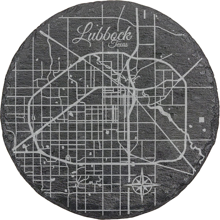 Lubbock, Texas Round Slate Coaster