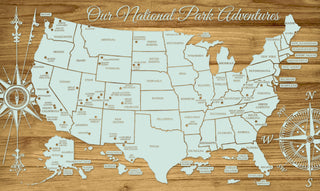 Exclusive - National Park Adventures, NA Engraved Wood Wall Map