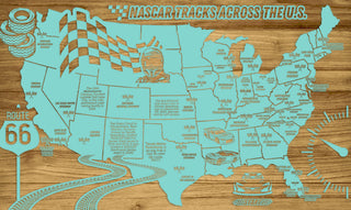 Exclusive - GGWI Nascar Tracks Across the US Engraved Wood Wall Map