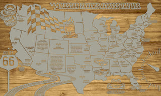Exclusive - GGWI Nascar Tracks Across the US Engraved Wood Wall Map