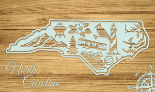 North Carolina Abstract Engraved Map