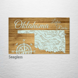 Oklahoma Lakes & Rivers Engraved Map (Standard)