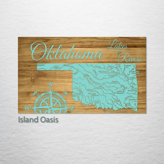 Oklahoma Lakes & Rivers Engraved Map (Standard)