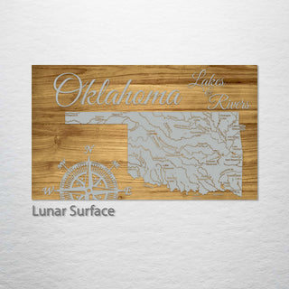 Oklahoma Lakes & Rivers Engraved Map (Standard)