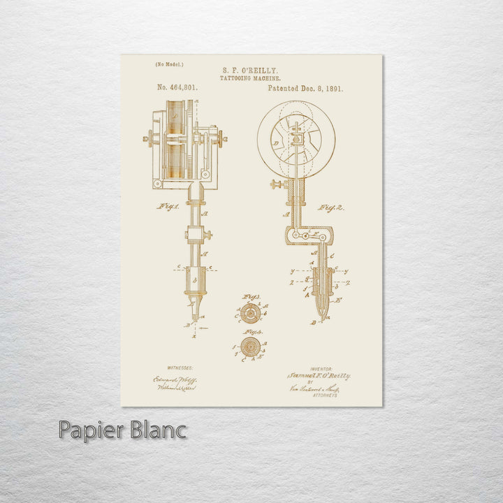 FP0592 - Tattooing Machine Engraved Patent (Gold)