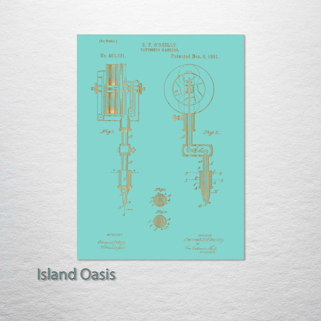 FP0592 - Tattooing Machine Engraved Patent (Gold)