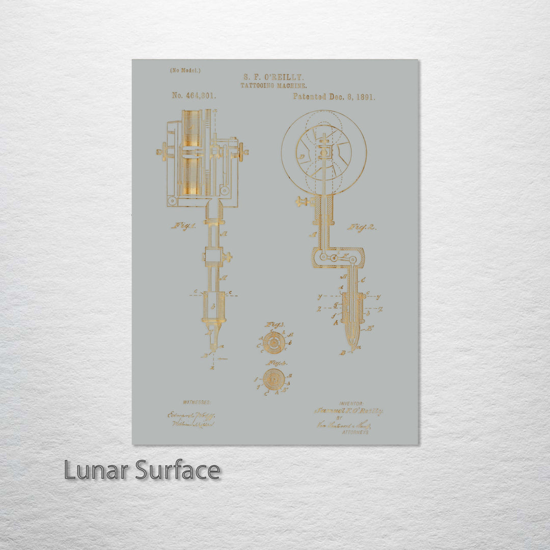 FP0592 - Tattooing Machine Engraved Patent (Gold)