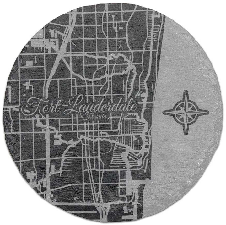 Fort Lauderdale, Florida Round Slate Coaster