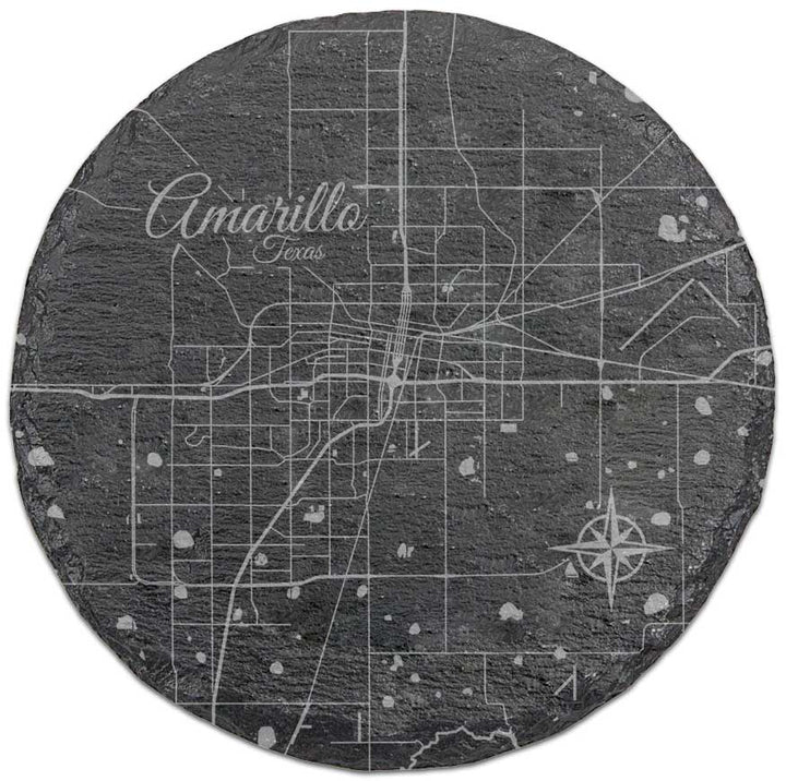 Amarillo, Texas Round Slate Coaster