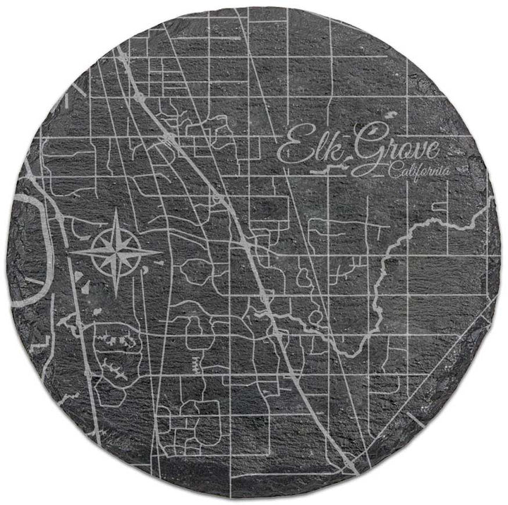 Elk Grove, California Round Slate Coaster