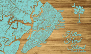 Hilton Head Island Plantations Beaches Palm Moon, SC Engraved Map