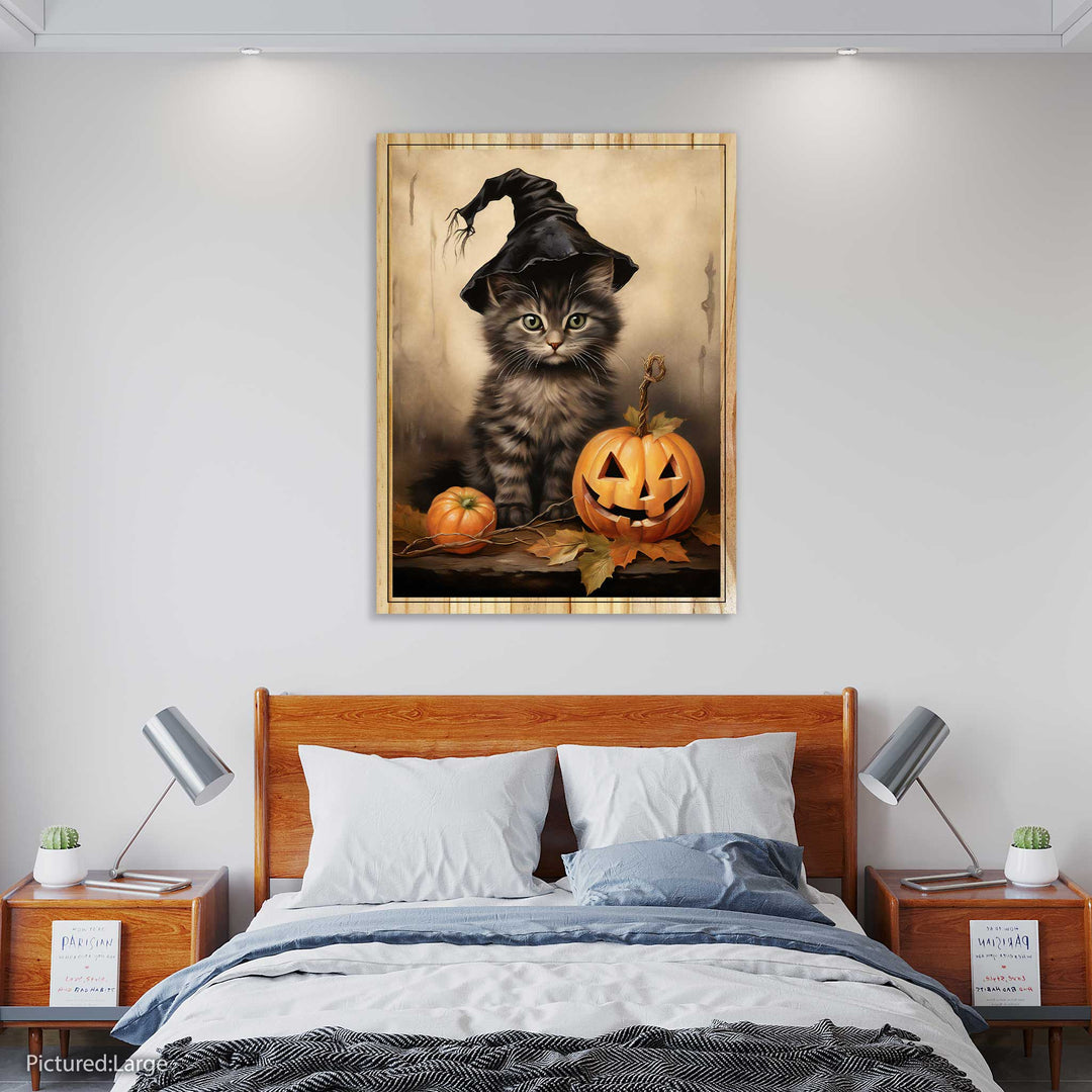 Storybook Cat and Pumpkin