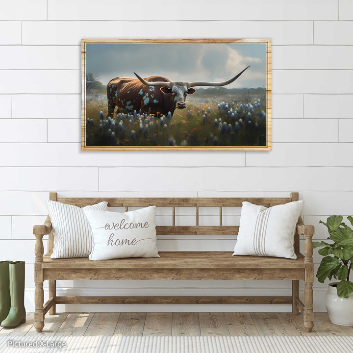 Longhorn in Blue Bonnets (Map Sizing)