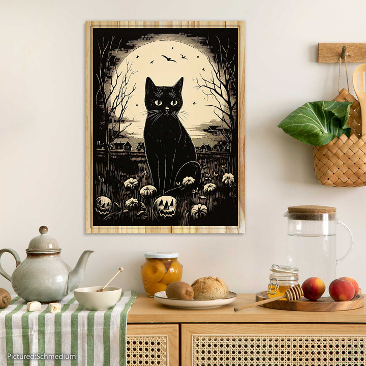 Black Cat Wood Engraving